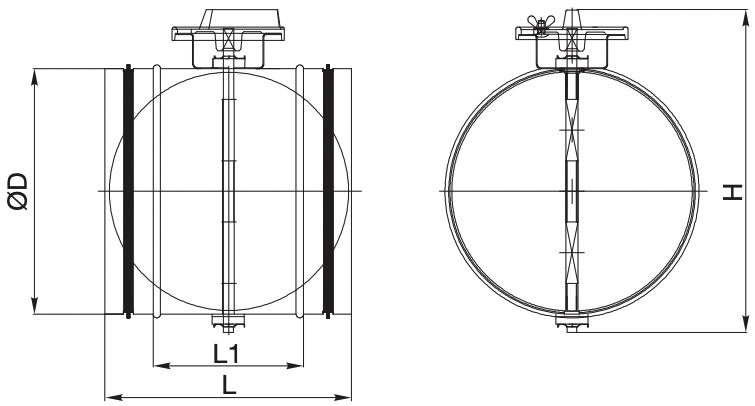 KDE-160 - Handbediende ronde regelklep met rubber - Ø160mm
